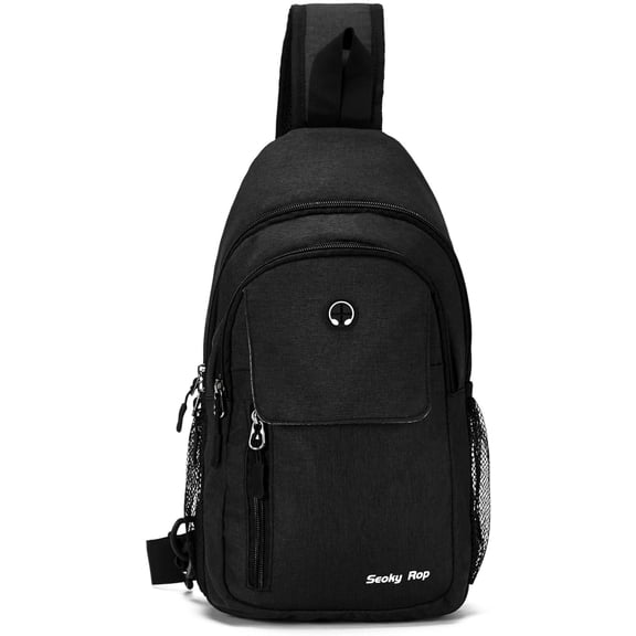 Sling Backpack Bag for Men Women Water Resistant Crossbody Bag Daypack for Hiking Travel Black