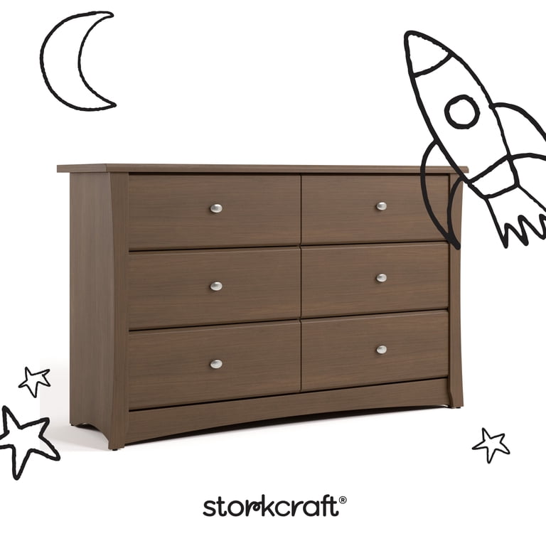 dark brown nursery dresser Storkcraft Crescent 6 Drawer Nursery Dresser, Hazelnut