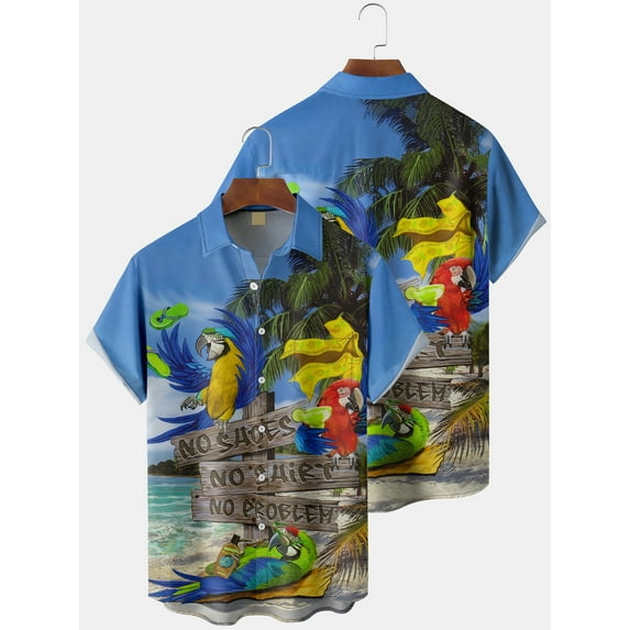 Hawaiian Style Adult's Shirt Colorful Breathable Animation Print Shirt for Adult for Outdoor Daily