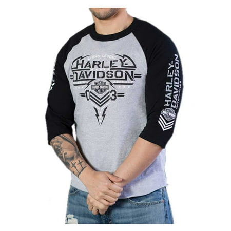 Harley-Davidson Men's Burning Asphalt Colorblocked 3/4 Raglan Sleeve Shirt, Harley