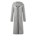 thumbnail image 6 of Luwomo Leisure Jackets for Womens Loose Fit Long Sleeve Hooded Zippered Long Cardigan Sweatershirt Coat Blouses Grey,S, 6 of 6