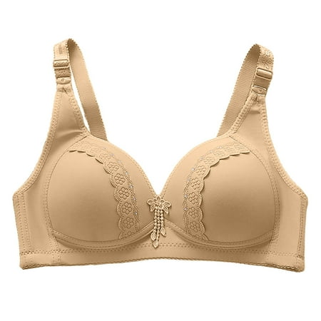 BYHONG French Plus Size Thin Anti Sag Shrink Bra Gathering No Ring Middle Old Man Mom Bra Women s Lingerie Beige D