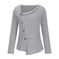 thumbnail image 7 of Womens Casual Pullover Fall Tops Long Sleeve V Neck Shirt Button Solid Color Irregular Blouse 2026 Fall Trendy Going Out Top Ladies, 7 of 7