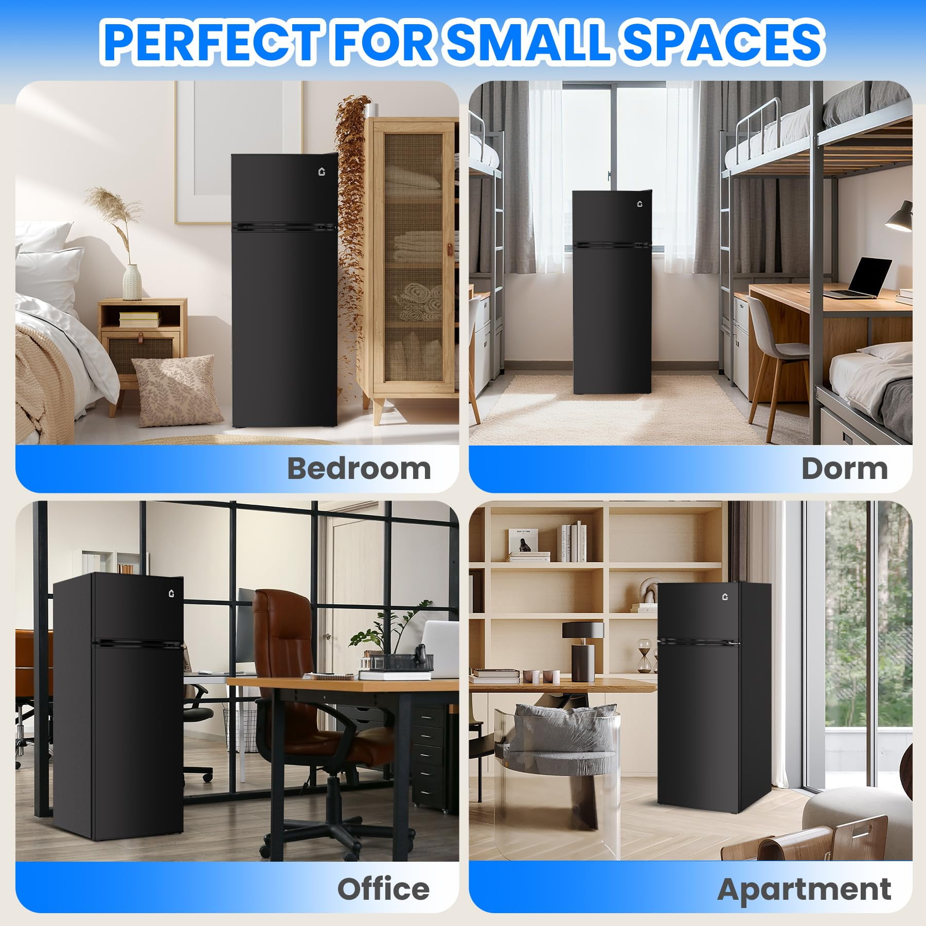 4.5 Cu. Ft. Mini Fridge with Freezer – Low Noise 38dB, Adjustable Thermostat, Energy Efficient – Large Capacity Small Refrigerator for Bedroom, Office & Dorm