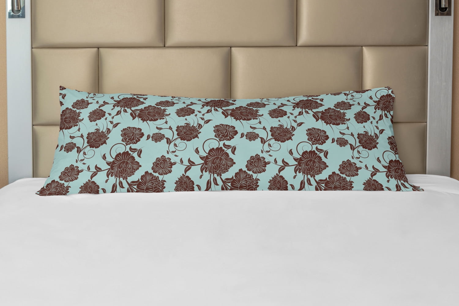 Floral Body Pillow Case Cover with Zipper, Ornamental Flowers Design