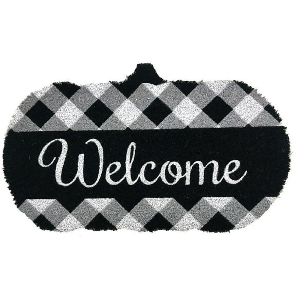 Briarwood Lane Black and White Pumpkin Fall Natural Fiber Coir Doormat 18 x 30