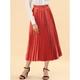 thumbnail image 6 of Allegra K Women's Elastic Waist Metallic Shiny Accordion Pleated Midi Skirt, 6 of 7