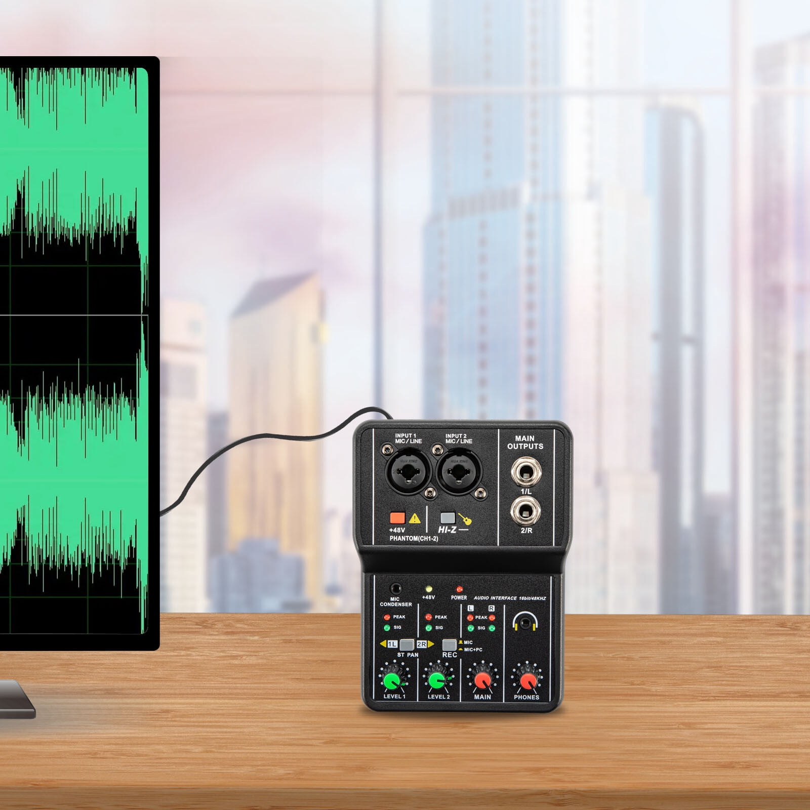 Mini 2-channel Audio DJ Mixer Console, Professional DJ Audio Mixer, 2-Channel DJ Controller Sound Mixer
