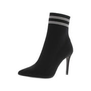 Steve Madden Womens Cookie Knit Striped Sock Boot, Black Multi, Size 6.5