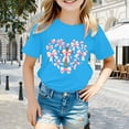 thumbnail image 2 of Toddler T Shirts Summer Child Girls Short Sleeve Round Neck Casual T Shirt with Bow Print Breathable Comfort Girls T Shirts Sky Blue 5 Years-6 Years, 2 of 4