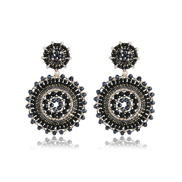 Aretes Elegance 11 Diseños Colgantes Hechos a Mano con Cuentas Negras