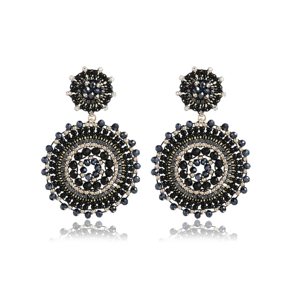 Aretes Elegance 11 Diseños Colgantes Hechos a Mano con Cuentas Negras