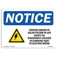 thumbnail image 1 of SignMission OS-NS-A-1218-L-10871 12 x 18 in. OSHA Notice Sign - Customer Owned PV Solar System, 1 of 1