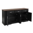 thumbnail image 4 of Spaco Black 63" Fluted Sideboard Buffet - 4 Doors & 3 Drawers, Farmhouse Coffee Bar for Kitchen Dining Room, 4 of 7