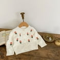 thumbnail image 4 of Hukapapa, suéter de invierno para niña, nuevo cárdigan bordado de punto para bebé, abrigo, ropa de lana para bebé, blanco 90cm, 4 of 5