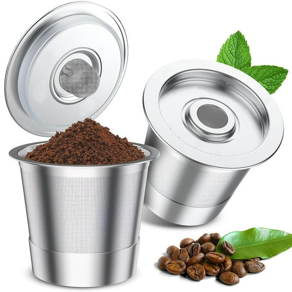 2 Pack K Cup Reusable Coffee Pods for Keurig, Stainless Steel Refillable K Cup, Metal K Cups Coffee Pods for Keurig 1.0 Coffee Maker, K Cup Filters, Eco-Friendly, BPA-Free