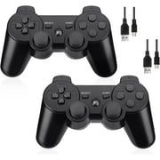 INFISU 2 Pack Controllers for PS3 ,Wireless Playstation 3 Gaming Controller with Double Shock & Motion Sensor, PS3 Controller Bluetooth Rechargeable Gamepad Remote,Black