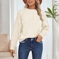 thumbnail image 2 of FYDUU Womens Sweaters Tops Trendy Women's Knitted Pullover Sweater Casual Loose Fit Hollow Out Round Neck Long Sleeve Shirts Autumn Comfortable Soft Top Casual Pullover Tops, 2 of 7