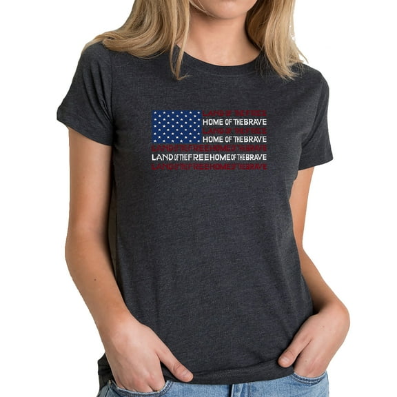 Women's Premium Blend Word Art T-shirt - Land of the Free American Flag