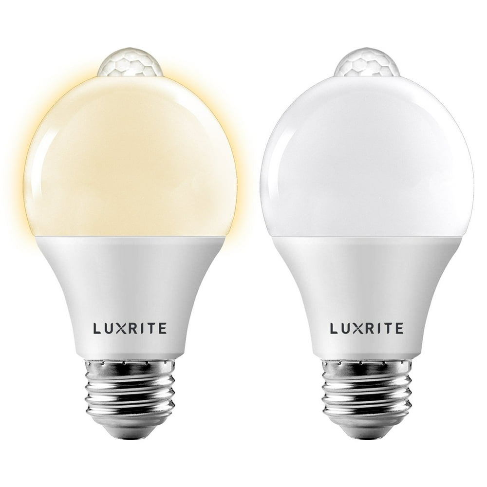 Luxrite A19 LED Dusk to Dawn Motion Sensor Security Light Bulb 3000K