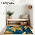 thumbnail image 3 of ODIKA 6'x9' Machine Washable Non-Slip Area Rug, Golden Horizon Featuring Tropical Palm Leaves and Marine Shells High Traffic Rug, Blue, 68902, 3 of 7