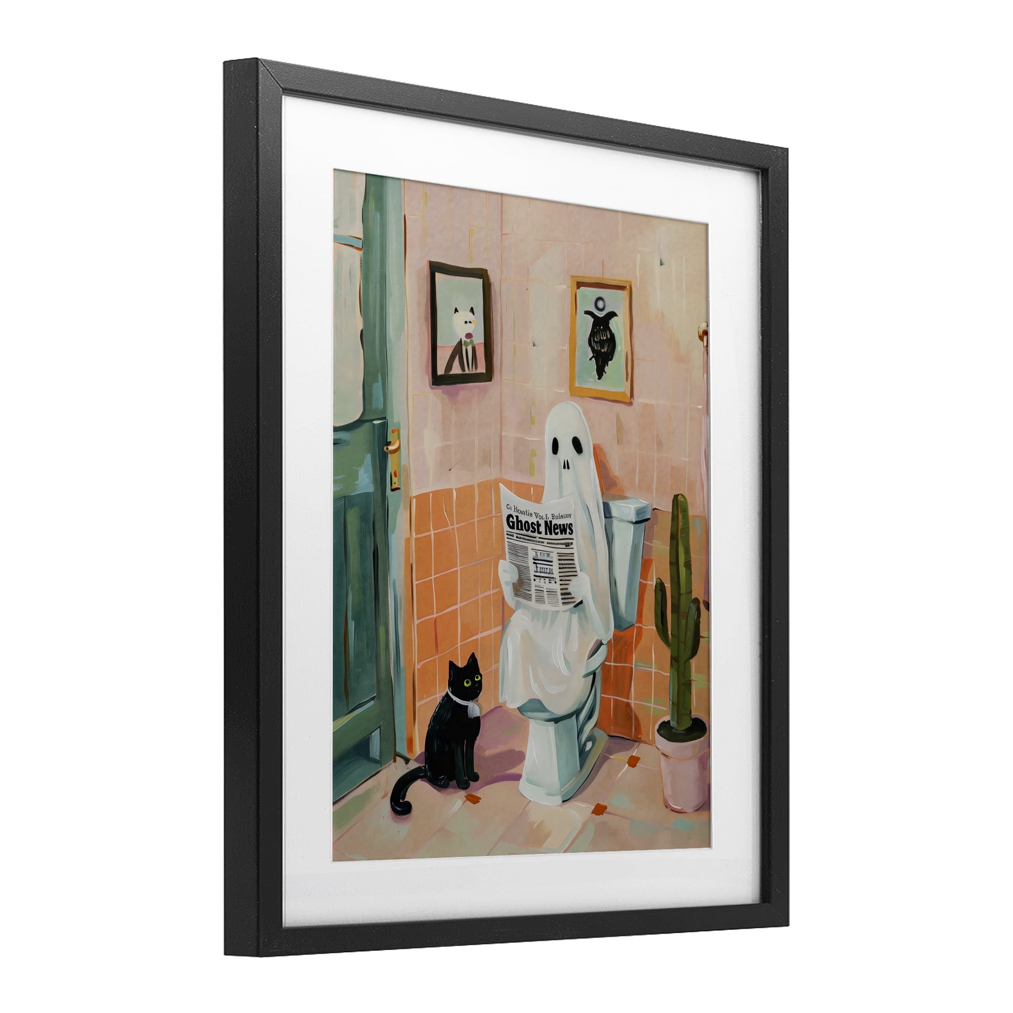 Stupell Industries Ghost Reading Newspaper Black Framed Print Under Glass, design by The Prints Vibe
