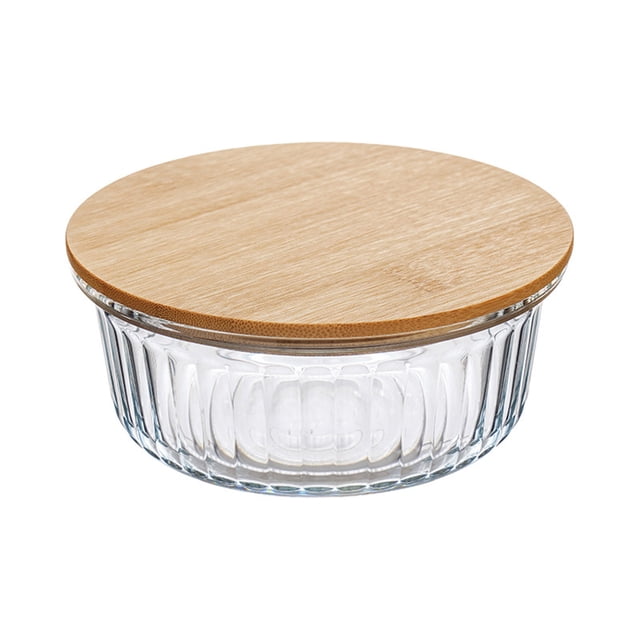 Summer Special Savings Office Tools!Kyusrd Wooden Lid Vertical Glass Lunch Box Sealed Bento Picnic Box Microwave Heating Lunch Box Round Food Container