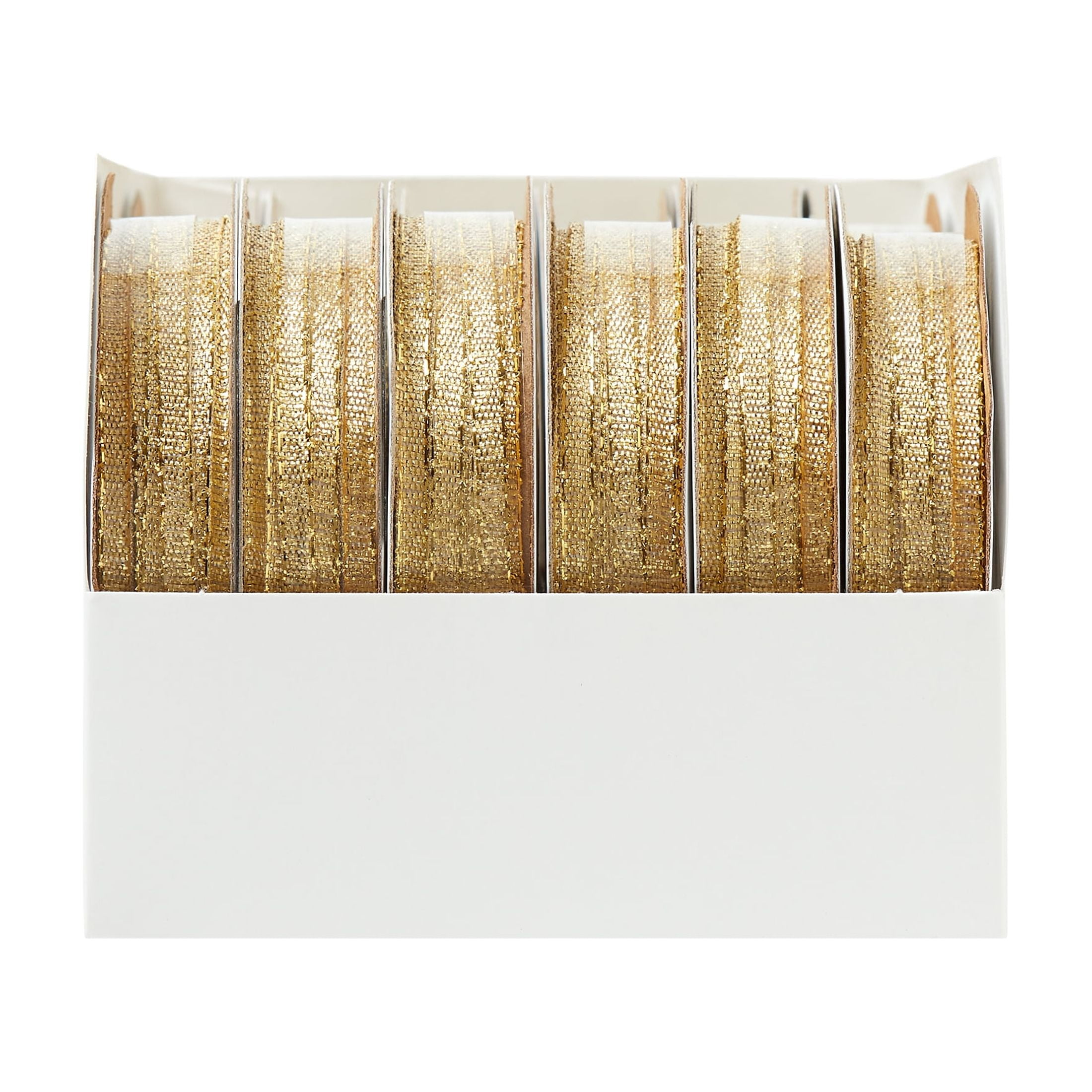 (6 pack) Offray Ribbon, Gold 1/8 inch Galena Metallic Ribbon for Sewing, Crafts, and Gifting, 5 yards