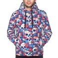 thumbnail image 4 of KLL daisy Skull red flower Print Mens Hoodie Long Sleeve Casual Pullover Hooded Sweatshirt Fashion Drawstring Hoodies with Pocket-Large, 4 of 6
