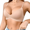 thumbnail image 5 of Women Seamless Wireless Bra One Piece Molded Thin Cup Comfort Bra Breathable Lightweight Back Hook Everyday Comfort for Summer(Beige1,80B), 5 of 5