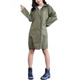 thumbnail image 1 of Bearachild Chubasquero impermeable y ligero para mujer, con capucha, para exteriores, senderismo, chaqueta larga, Poncho Paraguas de lluvia Ejercito verde L Bearachild JJ13982-09, 1 of 4