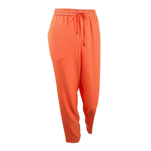 DKNY Women's Drawstring Pull-On Straight-Leg Pants (M, Dessert Coral)