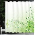 thumbnail image 4 of Ambesonne Music Shower Curtain, Curlicue Leaves Treble Chef, 69"Wx70"L, White Green Pastel Green, 4 of 5