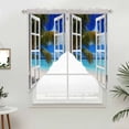 thumbnail image 5 of Windows Seascape Kitchen Window Curtains, Swag Curtains Valance for Bedroom Living Room Bathroom, Summer Beach Coastal Palm Trees Rod Pocket Window Treatment Curtain Block Drapes 2 Panels 36"x36", 5 of 9