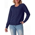 thumbnail image 2 of JWD Women Open Front Cardigan Buttons Long Sleeve Lightweight Knit Sweater Navy Blue XL, 2 of 6