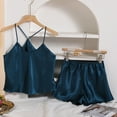 thumbnail image 4 of Dagugfen Womens Pajama Sets 2 Piece Low Cut Camisole Tank Tops and Drawstring Shorts Satin Comfy Sleepwear, 4 of 4