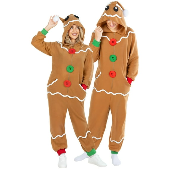 Morph Gingerbread Man Onesie Costume Adult Halloween Costume For Unisex Brown XX-Large
