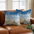 thumbnail image 3 of Throw Pillow Covers, Blue Starfish Decorative Throw Pillow Covers 20x20 Inch, Coastal Coral Ocean Ombre Brown Wooden Square Linen Pillow Cases for Couch/Living Room/Sofa, 3 of 9
