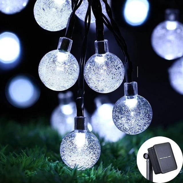 Guirnalda de luces LED con forma de globo de cristal Solar, 60 LED, 8 modos de iluminación IP65, guirnalda navideña para decoración de fiesta en el jardín, 1 ud./2 uds.