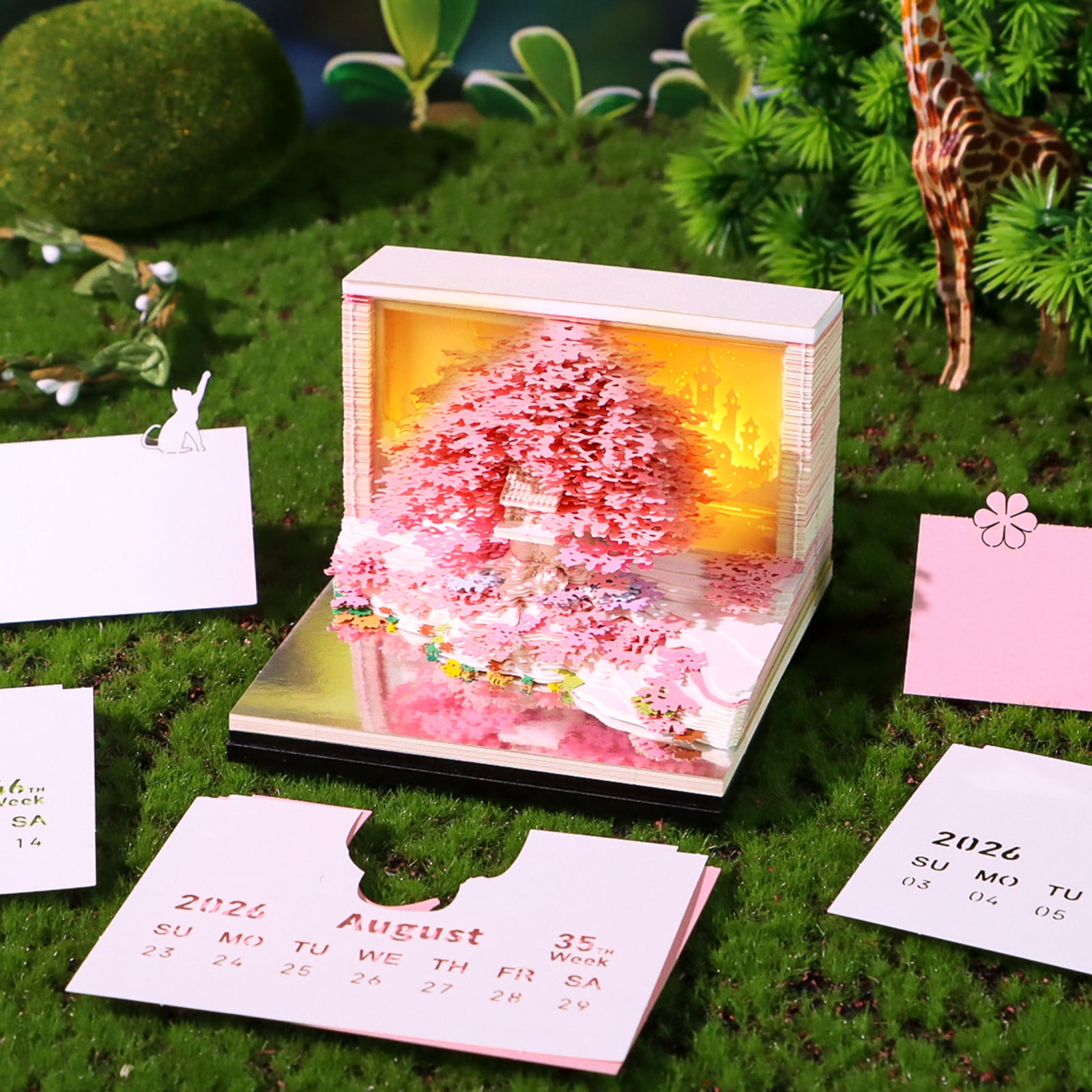 2026 Blossomy Treehouse Weekly Planner, Press Button Panes, Art Grade Paper with LED Note Panel