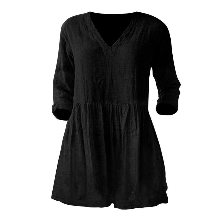 chinese dress ladies Women Casual Loose Dress with Pocket Ladies Fashion O Neck Long Tops F –  Blackout Store lk main image 0