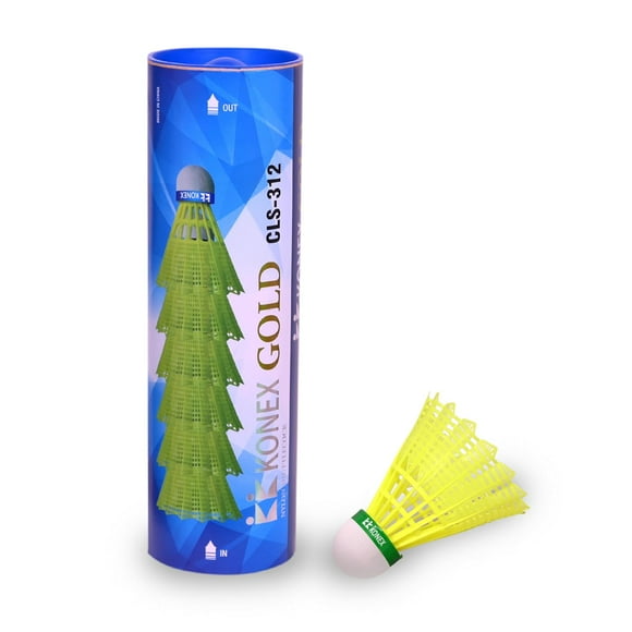 Konex CLS - 312 Nylon, Bouchon de Badminton Vert Lot de 6, Casquette Bleue / pour Garçons et Filles
