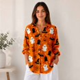 thumbnail image 5 of Nyfairy Plus Size Women's Halloween Print Long Sleeve Button Down Casual Shirt, 5 of 5