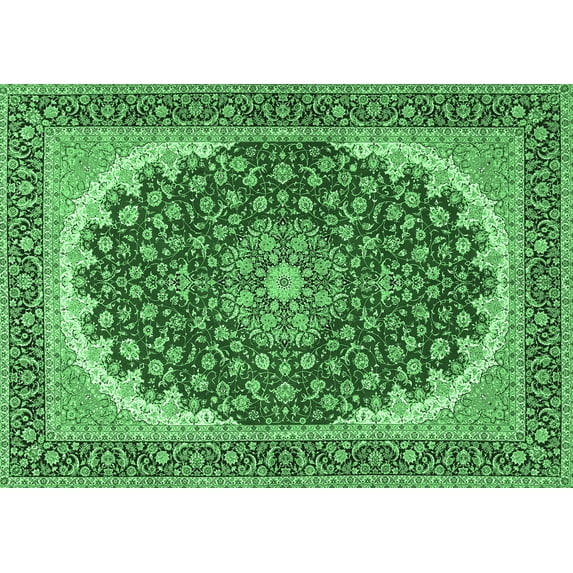 Ahgly Company Indoor Rectangle Medallion Emerald Green Traditional Area Rugs, 8' x 12'