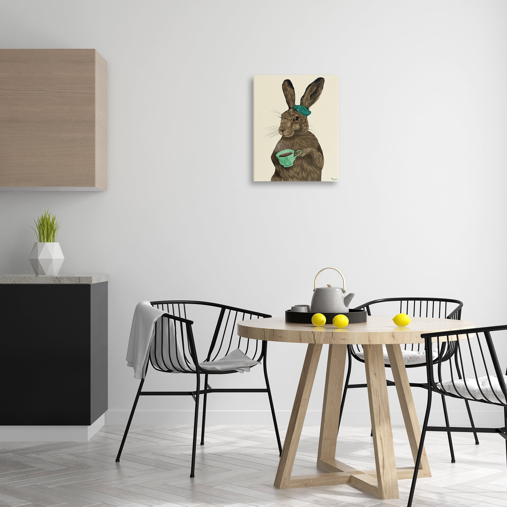 Stupell Industries Rabbit & Green Teacup Animals & Insects Painting Gallery Wrapped Canvas Art Print Wall Art, 16 x 20