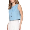 thumbnail image 4 of INSPIRE CHIC Women's Tweed Vest Sleeveless Button Down Business Casual Waistcoat S Light Blue, 4 of 5