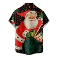 thumbnail image 5 of IROINNID Christmas Vacation T-shirt for Men Funny Print Button Up Red Shirt Hawaiian Xmas Vacation Gift Tops,Olive Green, 5 of 5