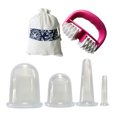 thumbnail image 1 of Juego de 4 ventosas de vacío + rodillo de masaje, juego de ventosas de silicona, masaje facial y corporal, juego de terapia de ventosas al vacío para tratamiento de celulitis y relajación muscular Xemadio 2035681-3, 1 of 8