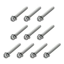 Uxcell M3x1.38'' Pan Head Machine Screws Bolts Combine Carbon Steel Silver Tone 10 pcs
