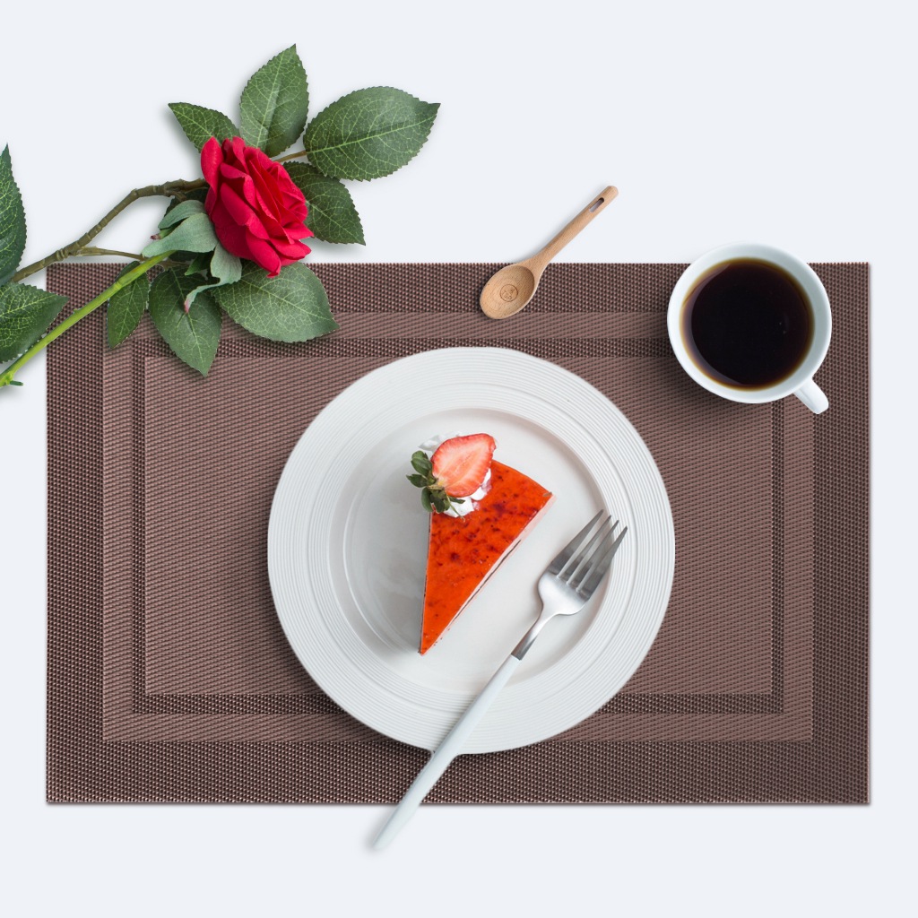 RAY STAR Vinyl Placemats Set of 6, 12''x18'' Vinyl Weave Placemats, Heat Resistant Wipable Place Mat